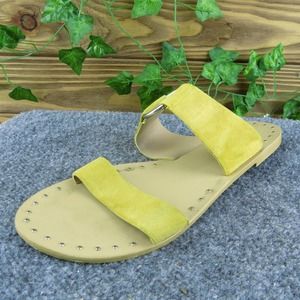 Topshop Women Slide‎ Sandal Shoes Yellow Leather Size 39 Medium